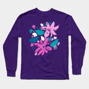 Floral pattern - hand painted flowers - colorful abstract flower pattern design Long Sleeve T-Shirt